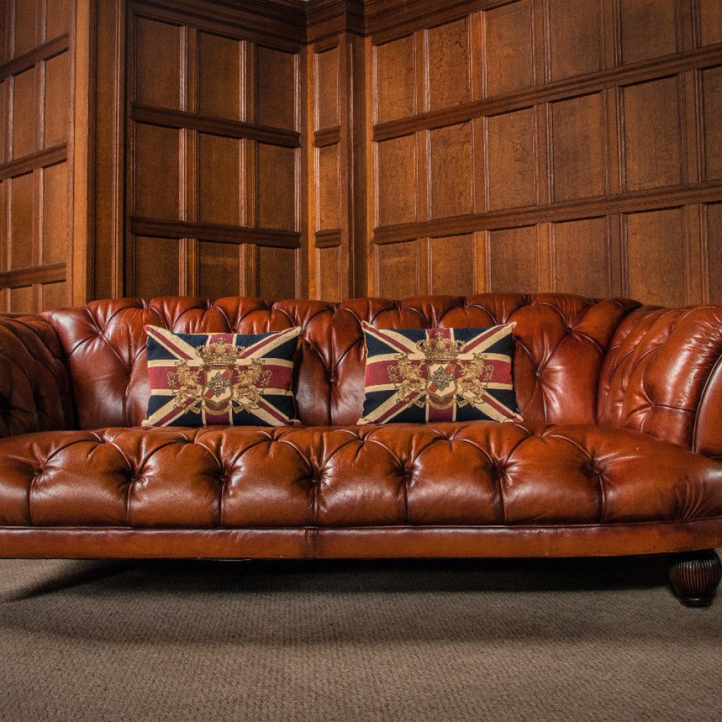 F501130 LARGE TETRAD GRAND TOUR OSKAR TAN BROWN LEATHER CHESTERFIELD 3