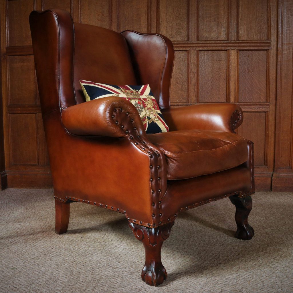 F501155 TETRAD COMPTON JOHN LEWIS ANTIQUE BROWN LEATHER CHESTERFIELD