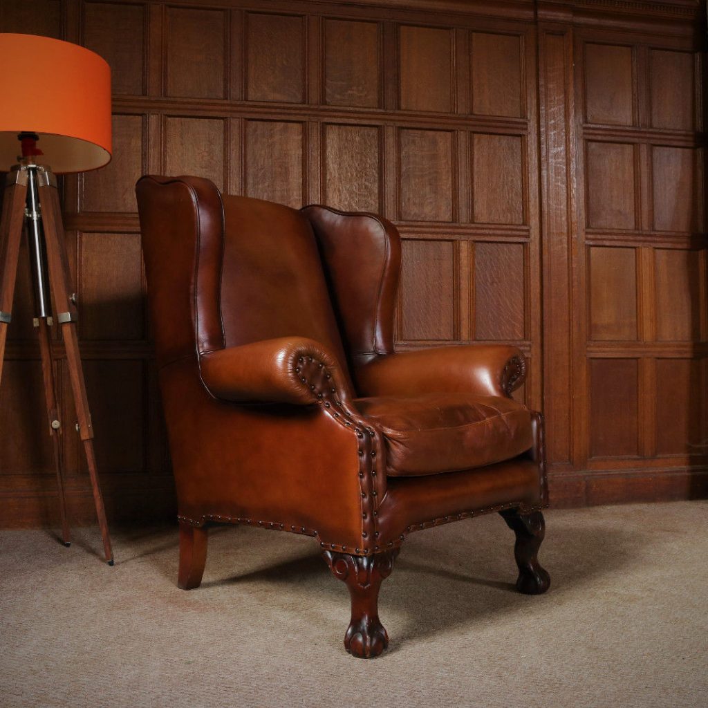 F501154 TETRAD COMPTON JOHN LEWIS ANTIQUE BROWN LEATHER CHESTERFIELD